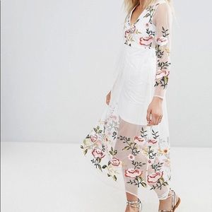 Rd & Koko Long Sleeve Dress With Floral Embroidery